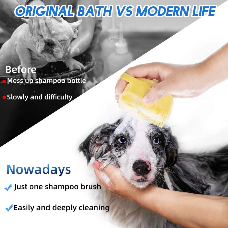 2-in-1 Dog Shampoo & Massage Brush – Deep Cleaning + Relaxing Bath Time