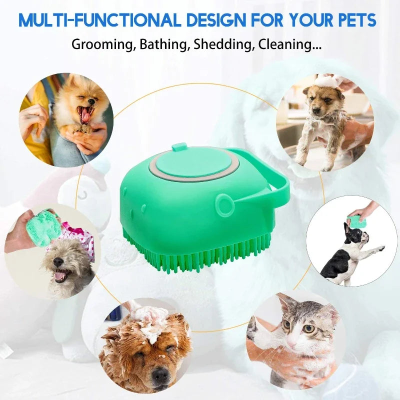 2-in-1 Dog Shampoo & Massage Brush – Deep Cleaning + Relaxing Bath Time